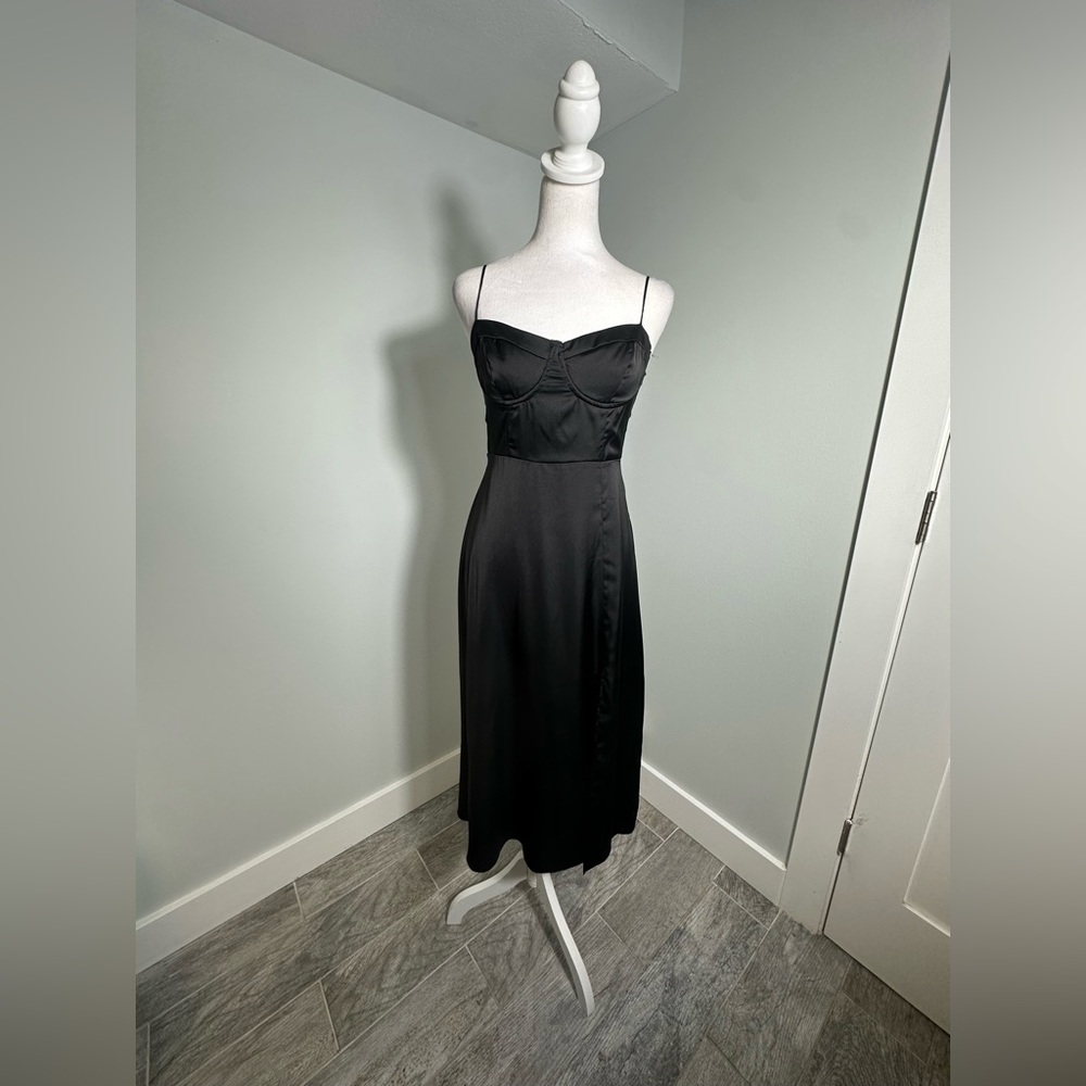 ASTR Gala Bustier Black Midi Party Cocktail Whimsigoth Dark Romantic Dress Sm - Picture 5 of 16